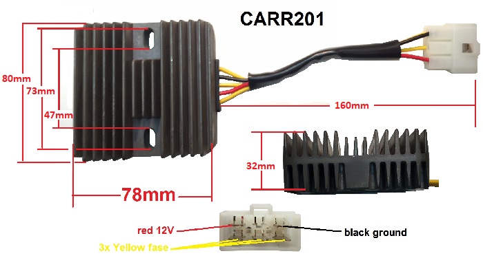 Motorbike regulator rectifier dimentions